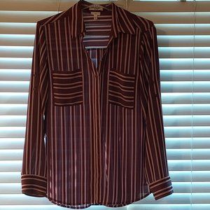 Express Portofino Slim Size L, Burgundy Stripe